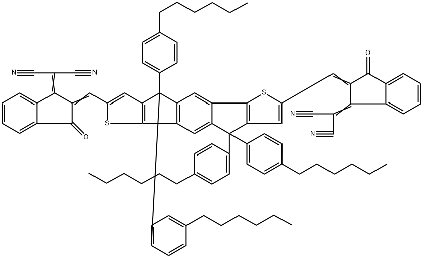 PROPANEDINITRILE, 2,2'-[[4,4,9,9-TETRAKIS(4-HEXYLPHENYL)-4,9-DIHYDRO-S-INDACENO[1,2-B:5,6-B']DITHIOP 结构式