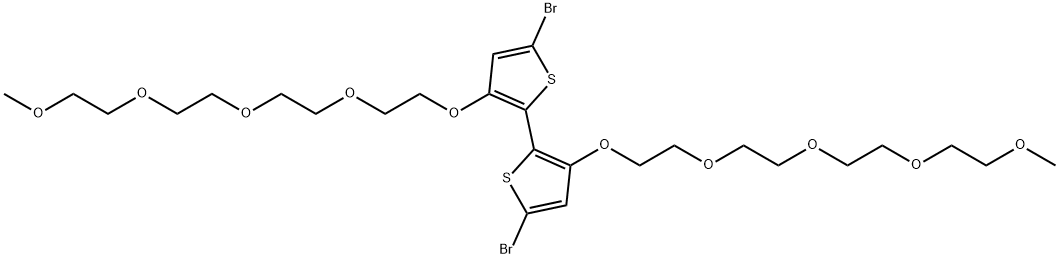 13,13'-[(5,5'-二溴[2,2'-联噻吩]-3,3'-二基)双(氧基)]双[2,5,8,11-四氧十三烷 结构式