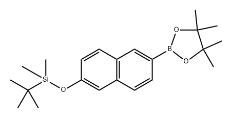 tert-butyldimethyl((6-(4,4,5,5-tetramethyl-1,3,2-dioxaborolan-2-yl)naphthalen-2-yl)oxy)silane 结构式