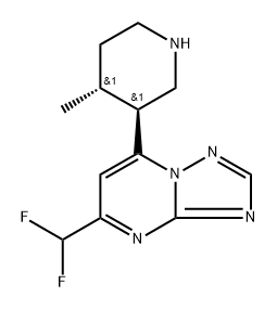 (3S,4R)-3-[5-(difluoromethyl)-[1,2,4]triazolo[1,5-a]pyrimidin-7-yl]-4-methylpiperidine 结构式