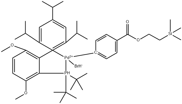 (SP-4-2)-[[3,6-二甲氧基-2′,4′,6′-三(1-甲基乙基)[1,1′-联苯]-2-基-ΚC1′]双(1,1-二甲基乙基)膦-ΚP][4-[[2-(三甲基甲硅烷基)乙氧基]羰基]苯基]溴化钯 结构式