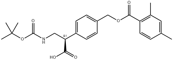 Benzeneacetic acid, 4-[[(2,4-dimethylbenzoyl)oxy]methyl]-α-[[[(1,1-dimethylethoxy)carbonyl]amino]methyl]-, (αR)- 结构式