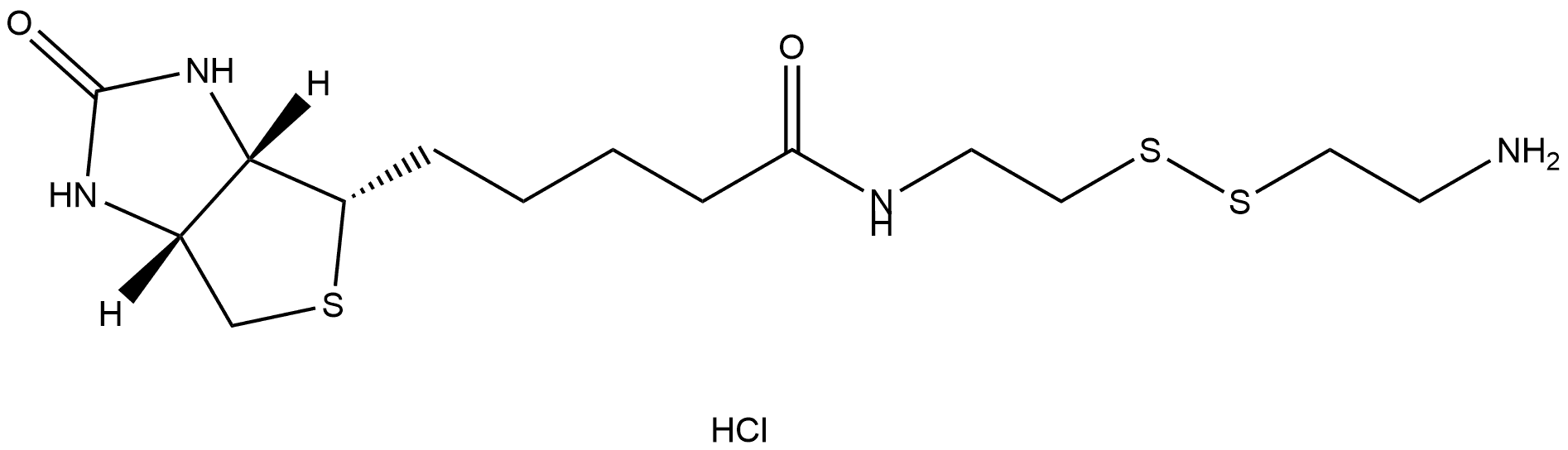 1H-Thieno[3,4-d]imidazole-4-pentanamide, N-[2-[(2-aminoethyl)dithio]ethyl]hexahydro-2-oxo-, hydrochloride (1:1), (3aS,4S,6aR)- 结构式