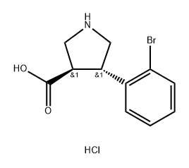 (3R,4S)-4-(2-bromophenyl)pyrrolidine-3-carboxylic acid hydrochloride 结构式