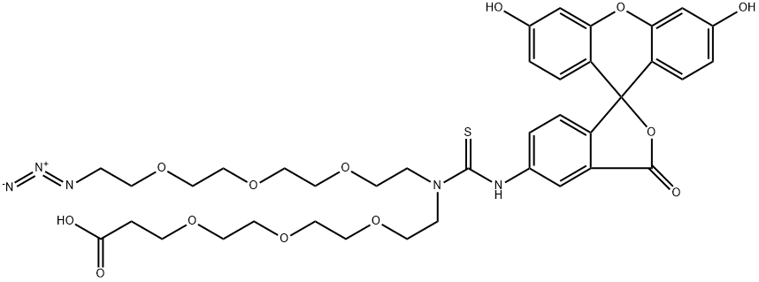 N-(Azido-PEG3)-N-Fluorescein-PEG3-acid 结构式