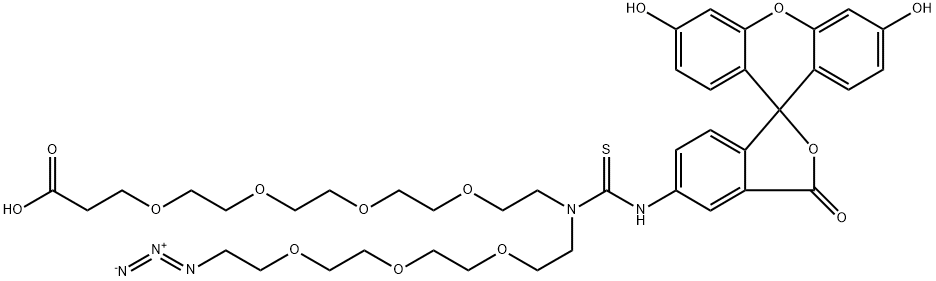 N-(Azido-PEG3)-N-Fluorescein-PEG4-acid 结构式