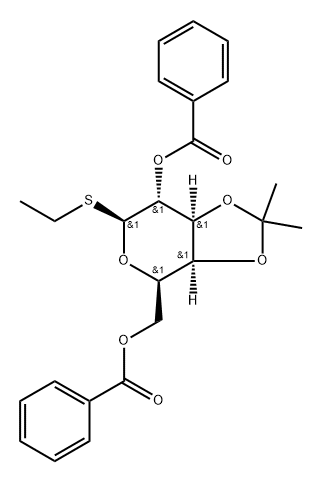 乙基-2, 6-二-氧-苯甲酰基-3,4 -氧-异丙叉-Β-D-硫代吡喃半乳糖苷 结构式