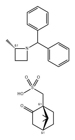 (S)-1-二苯甲基-2-甲基氮杂环丁烷((1S,4R)-7,7-二甲基-2-氧代双环[2.2.1]庚-1-基)甲磺酸酯 结构式