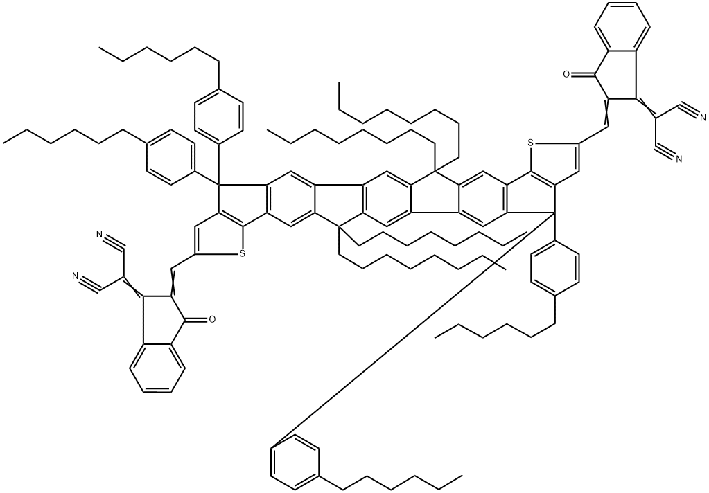 PROPANEDINITRILE, 2,2'-[[4,4,12,12-TETRAKIS(4-HEXYLPHENYL)-4,7,12,15-TETRAHYDRO-7,7,15,15-TETRAOCTYL 结构式