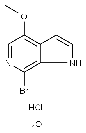 7-bromo-4-methoxy-1H-pyrrolo[2,3-c]pyridine hydrogen chloride (1:1) monohydrate 结构式