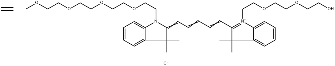N-(羟基-二聚乙二醇)-N'-(炔丙基-四聚乙二醇-CY5染料 结构式