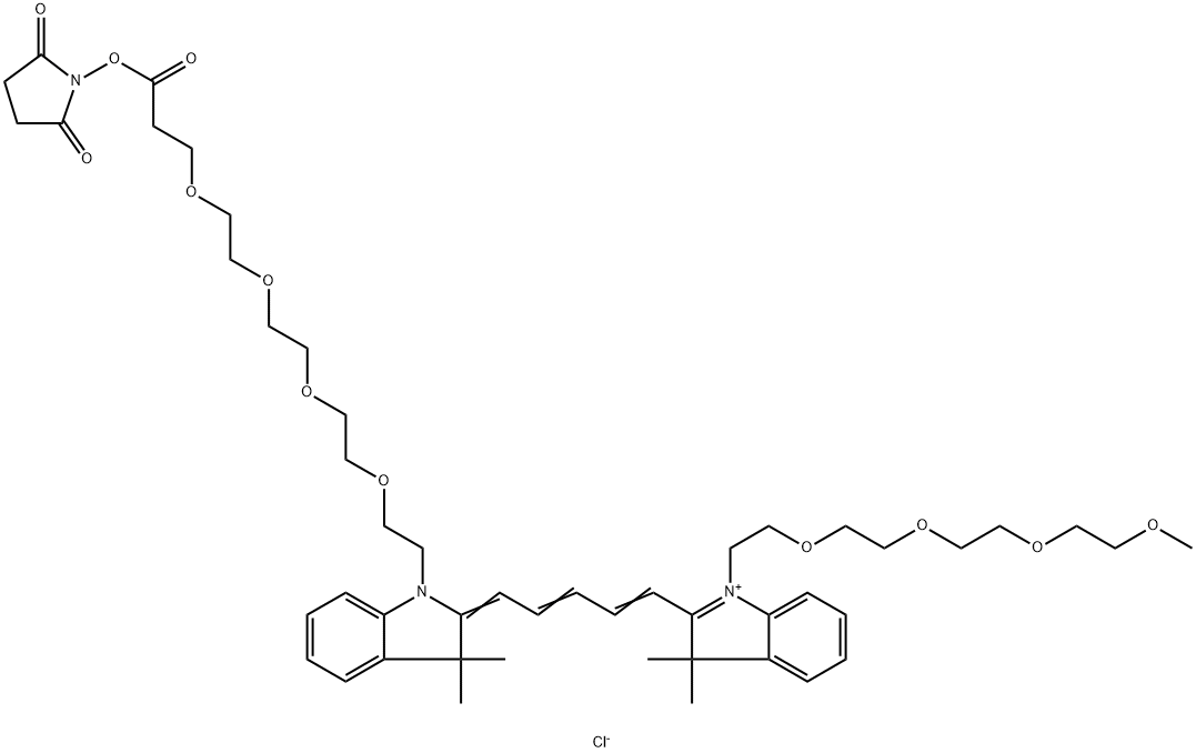 N-(m-PEG4)-N'-(PEG4-NHS ester)-Cy5 结构式