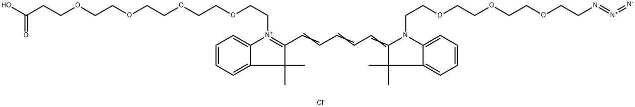 N-(叠氮-三聚乙二醇)-N'-(四聚乙二醇-羧酸)-CY5染料 结构式