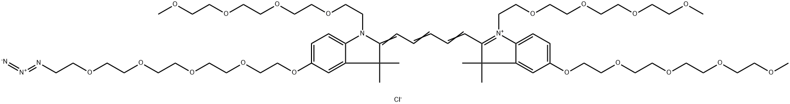 N-(m-PEG4)-N'-(m-PEG4)-O-(m-PEG4)-O'-(azide-PEG4)-Cy5 结构式