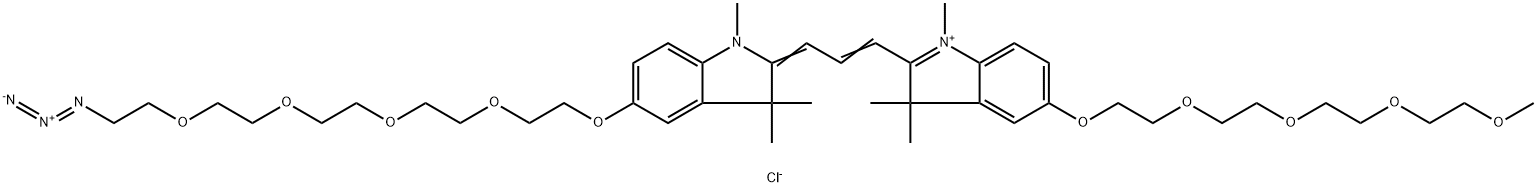 N-methyl-N'-methyl-O-(m-PEG4)-O'-(azide-PEG4)-Cy3 结构式