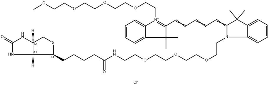 N-(甲氧基-四聚乙二醇)-N'-(生物素-三聚乙二醇)-CY5染料 结构式