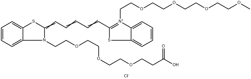 N-(甲氧基-四聚乙二醇)-N'-(羧酸-三聚乙二醇)-苯并噻唑CY5染料 结构式