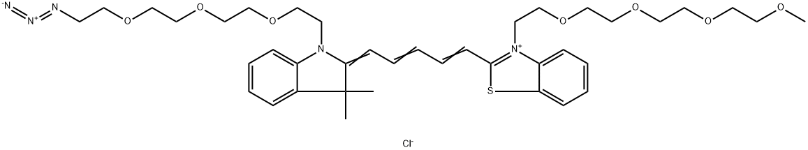 N-(叠氮-四聚乙二醇)-3,3-二甲基-3H-吲哚-N'-(甲氧基-三聚乙二醇)-苯并噻唑CY5染料 结构式