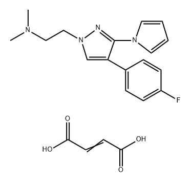 2-丁烯二酸[2-[4-(4-氟苯基)-3-(1-吡咯基)-1-吡唑基]-N,N-二甲基乙胺]酯 结构式