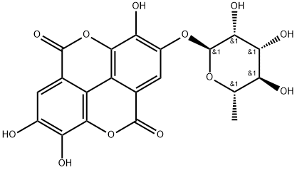 鞣花酸-4-O-鼠李糖苷 结构式