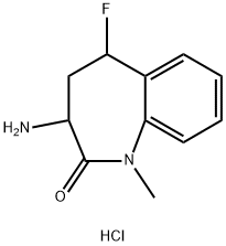 3-氨基-5-氟-1-甲基-1,3,4,5-四氢-2H-苯并[B]氮杂-2-酮盐酸盐 结构式