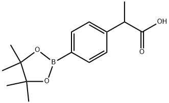 2-(4-(4,4,5,5-四甲基-1,3,2-二氧硼杂环戊烷-2-基)苯基)丙酸 结构式