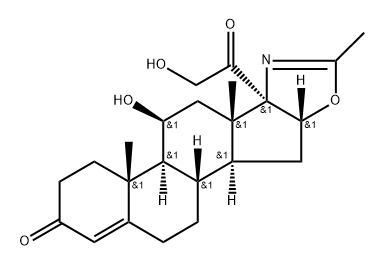 11beta,21-dihydroxy-2'-methyl-16beta-5'H-pregn-4-eno[17,16-d]oxazole-3,20-dione  结构式