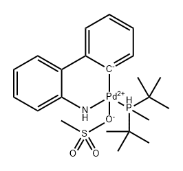 Methanesulfonato (di-tert-butyl) methylphosphino (2′-amino-1,1′-biphenyl-2-yl) palladium(II) 结构式