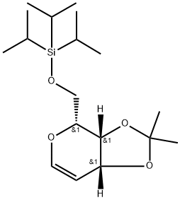 (3AR,4R,7AR)-2,2-二甲基-4,7A-二氢-3AH-[1,3]二噁茂并[4,5-C]吡喃-4-基]甲氧基]三异丙基硅烷 结构式