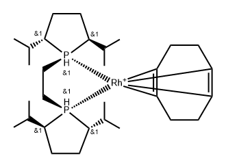 (+)-1,2-双[(2S,5S)-2,5-二异丙基膦]乙烷(1,5-环辛二烯)铑(I)四氟硼酸盐 结构式
