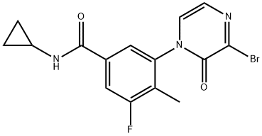 3-(3-bromo-2-oxopyrazine-1-yl)-N-cyclopropyl-5-fluoro-4-methylbenzamide 结构式