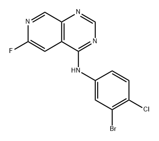 N-(3-Bromo-4-chlorophenyl)-6-fluoropyrido[3,4-d]pyrimidin-4-amine 结构式