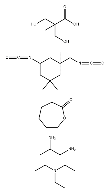 3-Hydroxy-2-(hydroxymethyl)-2-methylpropanoic acid polymer with 5-isocyanato-1-(isocyanatomethyl)-1,3,3-trimethylcyclohexane, 2-oxepanone and 1,2-propanediamine, compd. with N,N-diethylethanamine 结构式