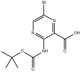 6-溴-3-((叔丁氧基羰基)氨基)吡嗪-2-羧酸 结构式