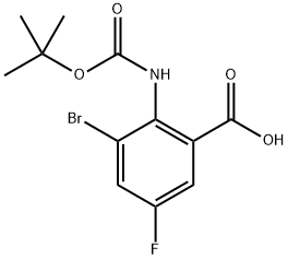 3-溴-2-((叔丁氧基羰基)氨基)-5-氟苯甲酸 结构式