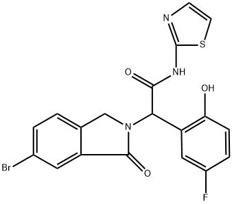 2-(6-bromo-1-oxoisoindolin-2-yl)-2-(5-fluoro-2-hydroxyphenyl)-N-(thiazol-2-yl)acetamide 结构式