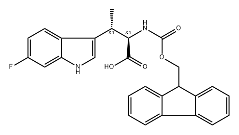 D-色氨酸,N-[(9H-芴-9-基甲氧基)羰基]-6-氟-C-甲基-,[C(S)]- 结构式