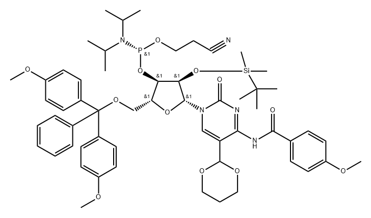 5-FORMYL-N4-(4-METHOXYBENZOYL)-RC 亚磷酰胺单体 结构式