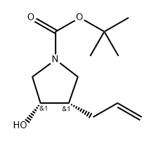 (3S,4S)-3-烯丙基-4-羟基吡咯烷-1-羧酸叔丁酯 结构式