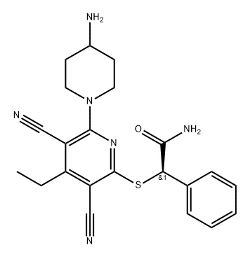 BENZENEACETAMIDE, Α-[[6-(4-AMINO-1-PIPERIDINYL)-3,5-DICYANO-4-ETHYL-2-PYRIDINYL]THIO]-, (ΑR)- 结构式