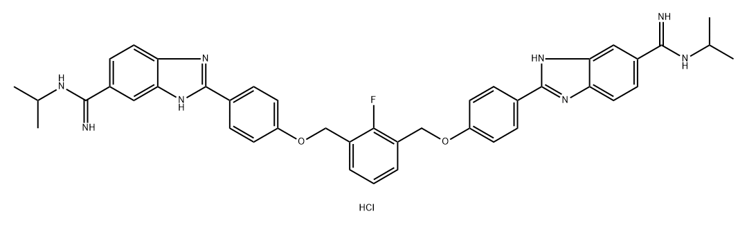 1H-Benzimidazole-6-carboximidamide, 2,2'-[(2-fluoro-1,3-phenylene)bis(methyleneoxy-4,1-phenylene)]bis[N-(1-methylethyl)-, hydrochloride (1:4) 结构式