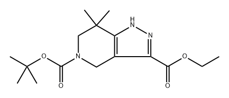 5-(tert-butyl) 3-ethyl 7,7-dimethyl-1,4,6,7-tetrahydro-5H-pyrazolo[4,3-c]pyridine-3,5-dicarboxylate 结构式