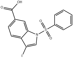 1-(benzenesulfonyl)-3-iodo-1H-indole-6-carboxylic acid 结构式