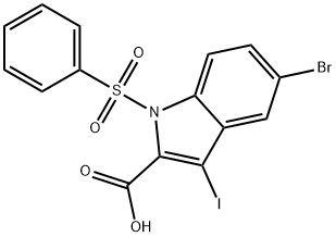 1-(benzenesulfonyl)-5-bromo-3-iodo-1H-indole-2-carboxylic acid 结构式