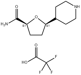 5-(piperidin-4-yl)oxolane-2-carboxamide, trifluoroacetic acid, cis 结构式