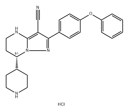 Pyrazolo[1,5-a]pyrimidine-3-carbonitrile, 4,5,6,7-tetrahydro-2-(4-phenoxyphenyl)-7-(4-piperidinyl)-, hydrochloride (1:2), (7S)- 结构式