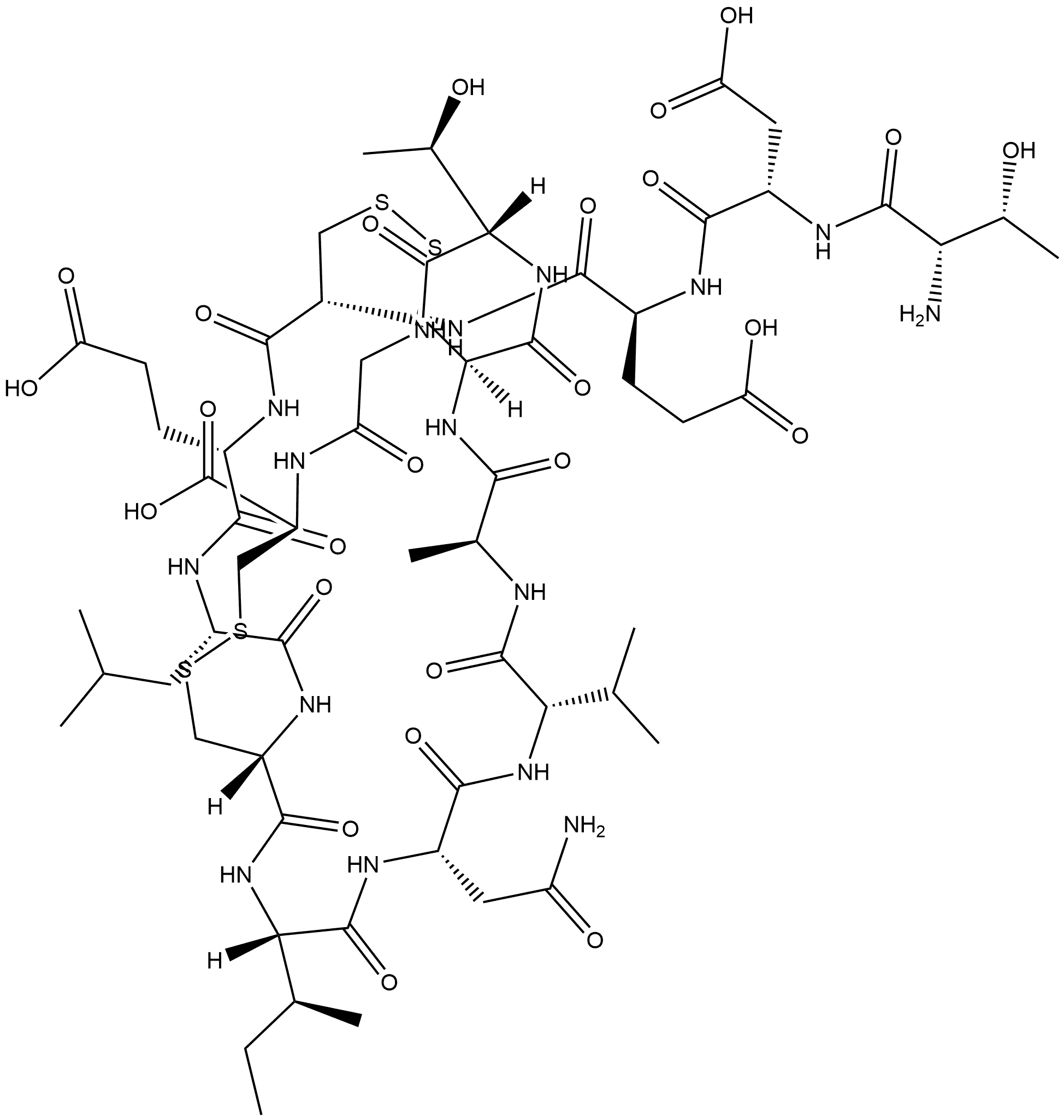 鼠源尿鸟苷素多肽UROGUANYLIN-15 (RAT) 结构式