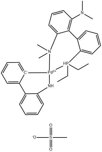 甲磺酸[2-二乙基膦基-2',6'-双(二甲基氨基)-1,1'-联苯](2'-氨基-1,1'-联苯-2-基)钯(II) 结构式