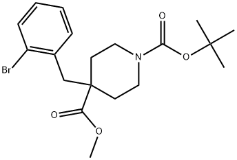 1-(tert-butyl)4-methyl4-(2-bromobenzyl)piperidine-1,4-dicarboxylate 结构式