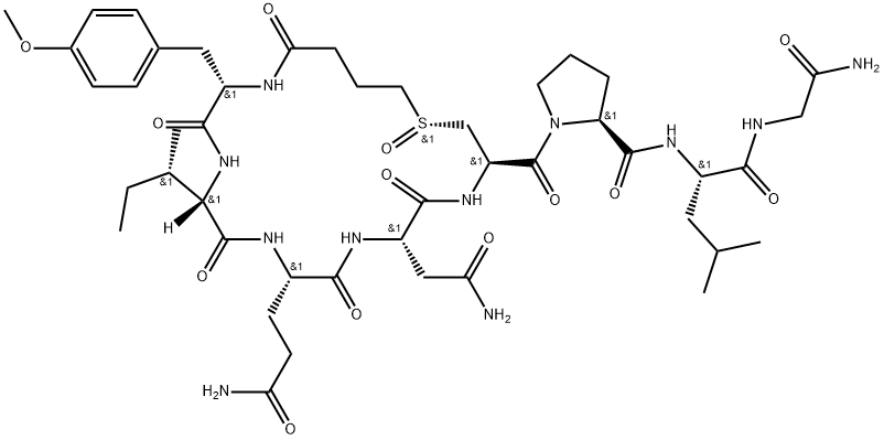 1-Carbaoxytocin, 1-butanoic acid-2-(O-methyl-L-tyrosine)-, S-oxide, [S(R)]- (9CI) 结构式